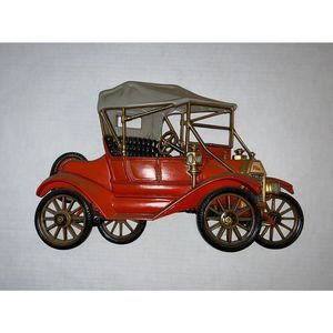 Vintage Burwood Products Company 3D Ford Model T Red Car Wall Decor Plaque 1977.